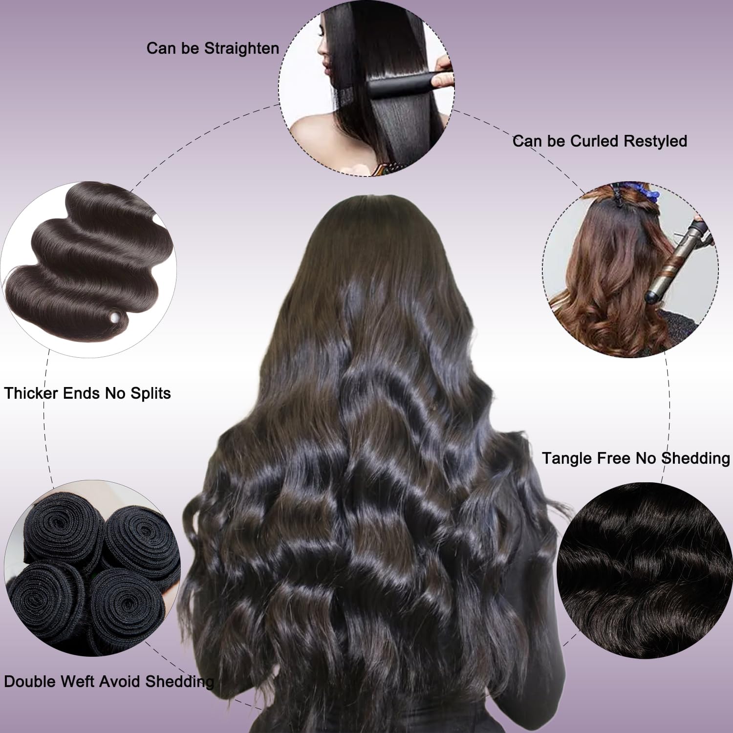 KXRO natural black body wave bundles ready to be styled straight or curled.