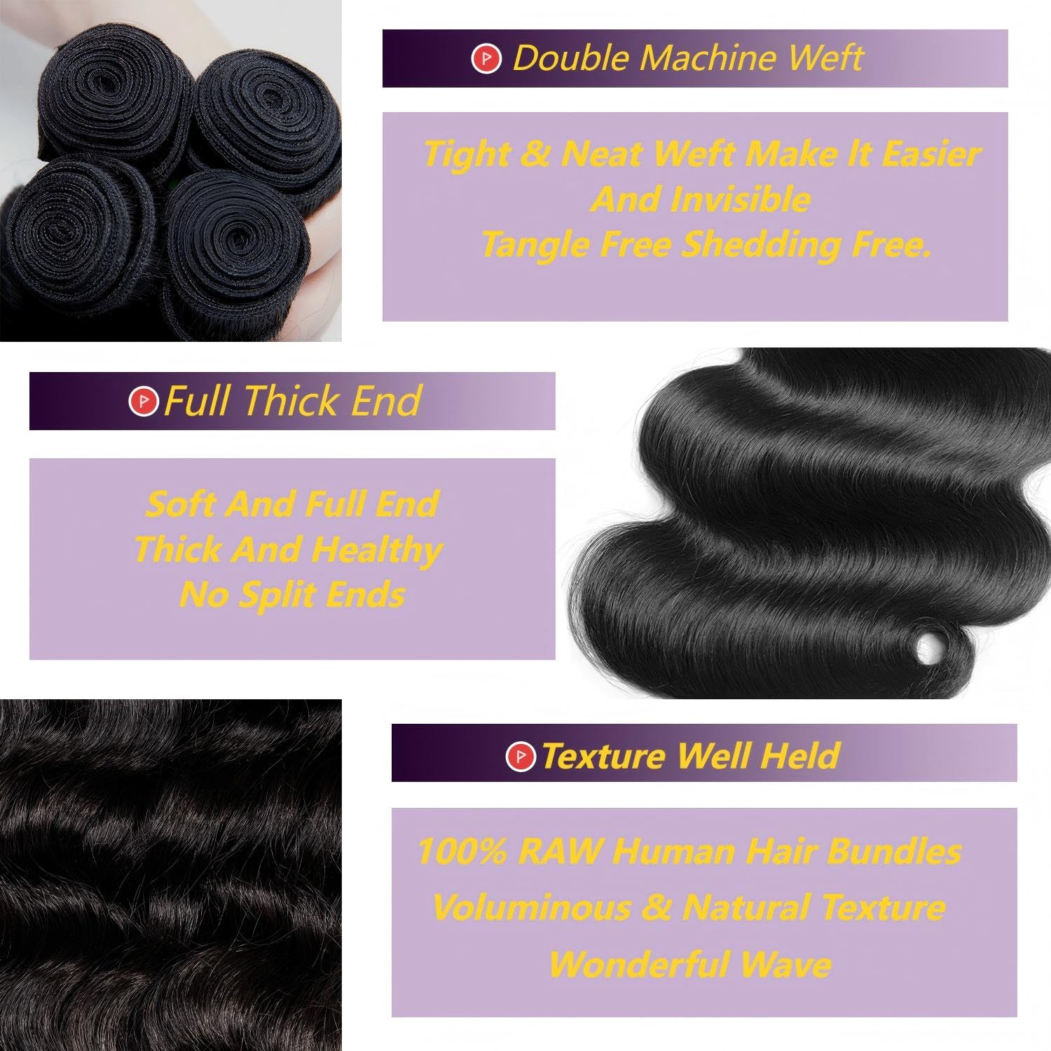 KXRO virgin Brazilian hair extensions feature durable double weft for longevity.