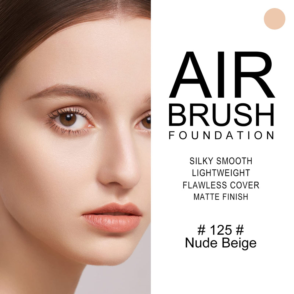 Brush-ready spray technique for seamless blending across the cheeks and jawline.