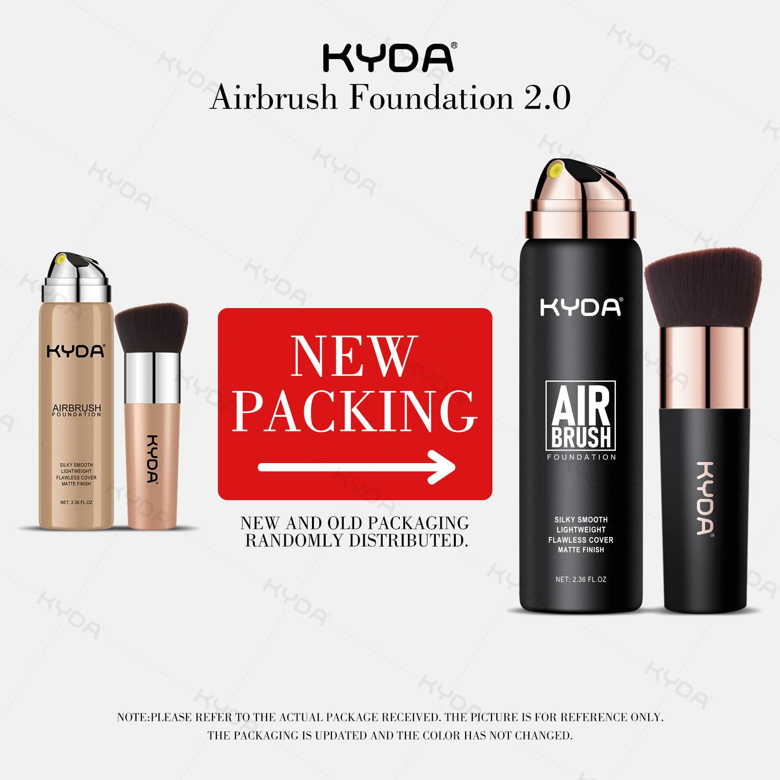 KYDA AirBrush Foundation Spray mist in action for a light, breathable application that blends easily.