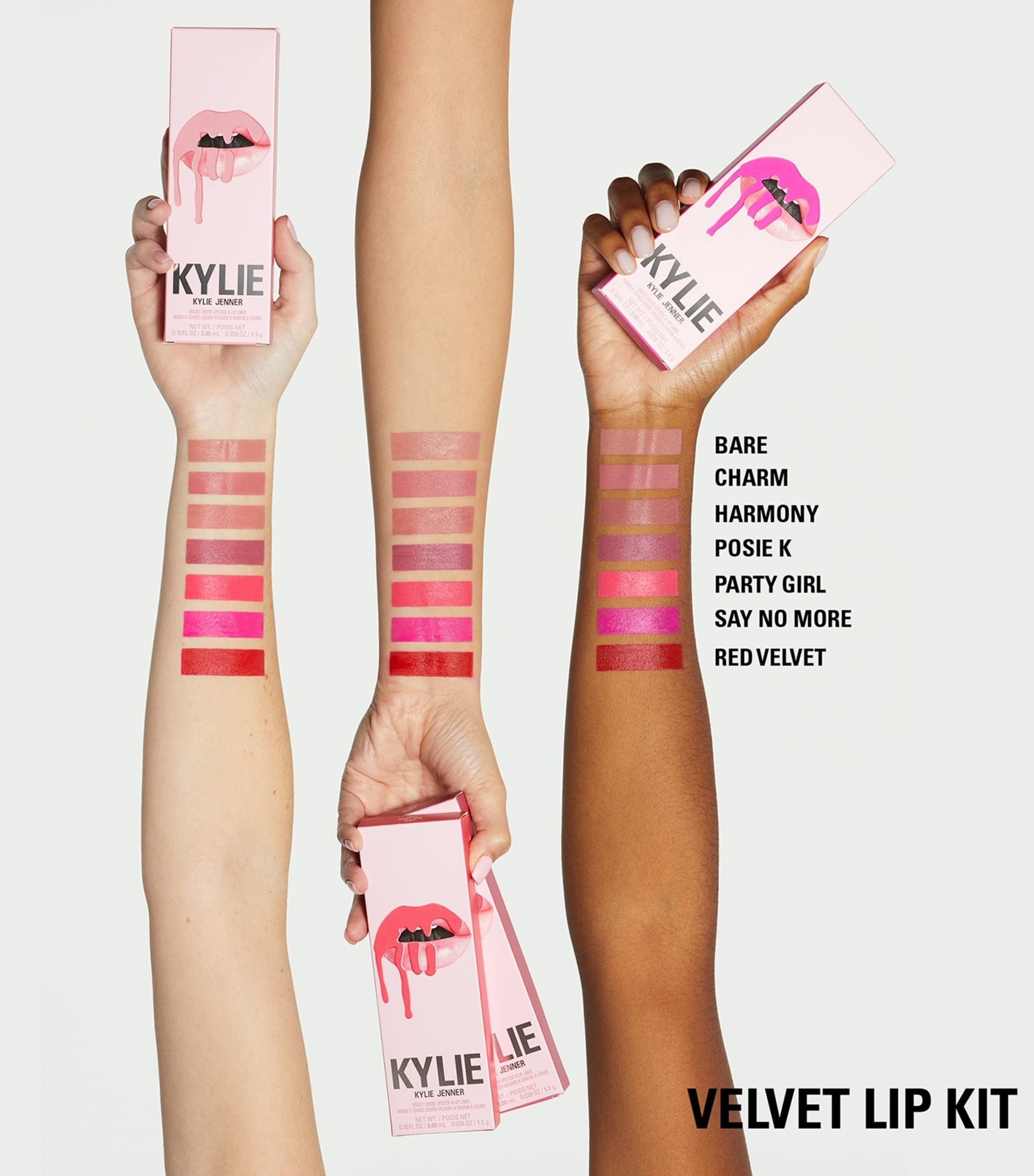 KYLIE COSMETICS Lip Kit Bare: close-up texture revealing rich pigment and comfortable feel.