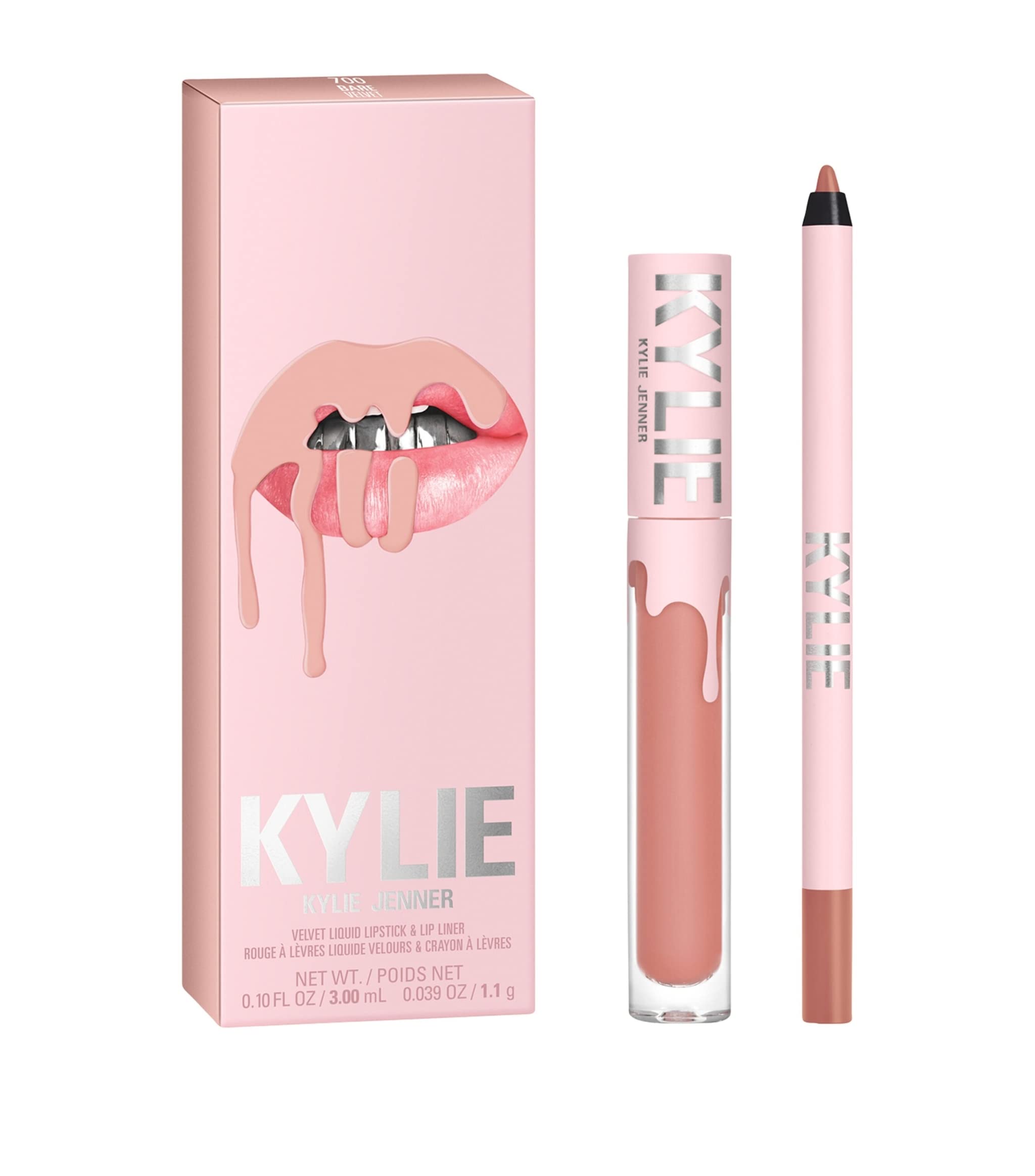 KYLIE COSMETICS Lip Kit Bare: liquid lipstick application for smooth matte color that lasts.