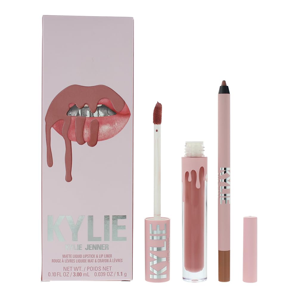 Kylie Cosmetics Matte Lip Kit 808 packaging shows compact duo for easy, on-the-go lip routines.