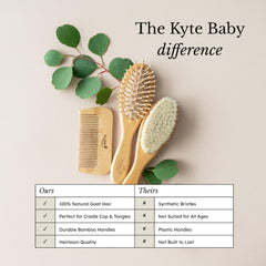 Kyte Baby bamboo comb product shot showing smooth detangling and gentle handling.