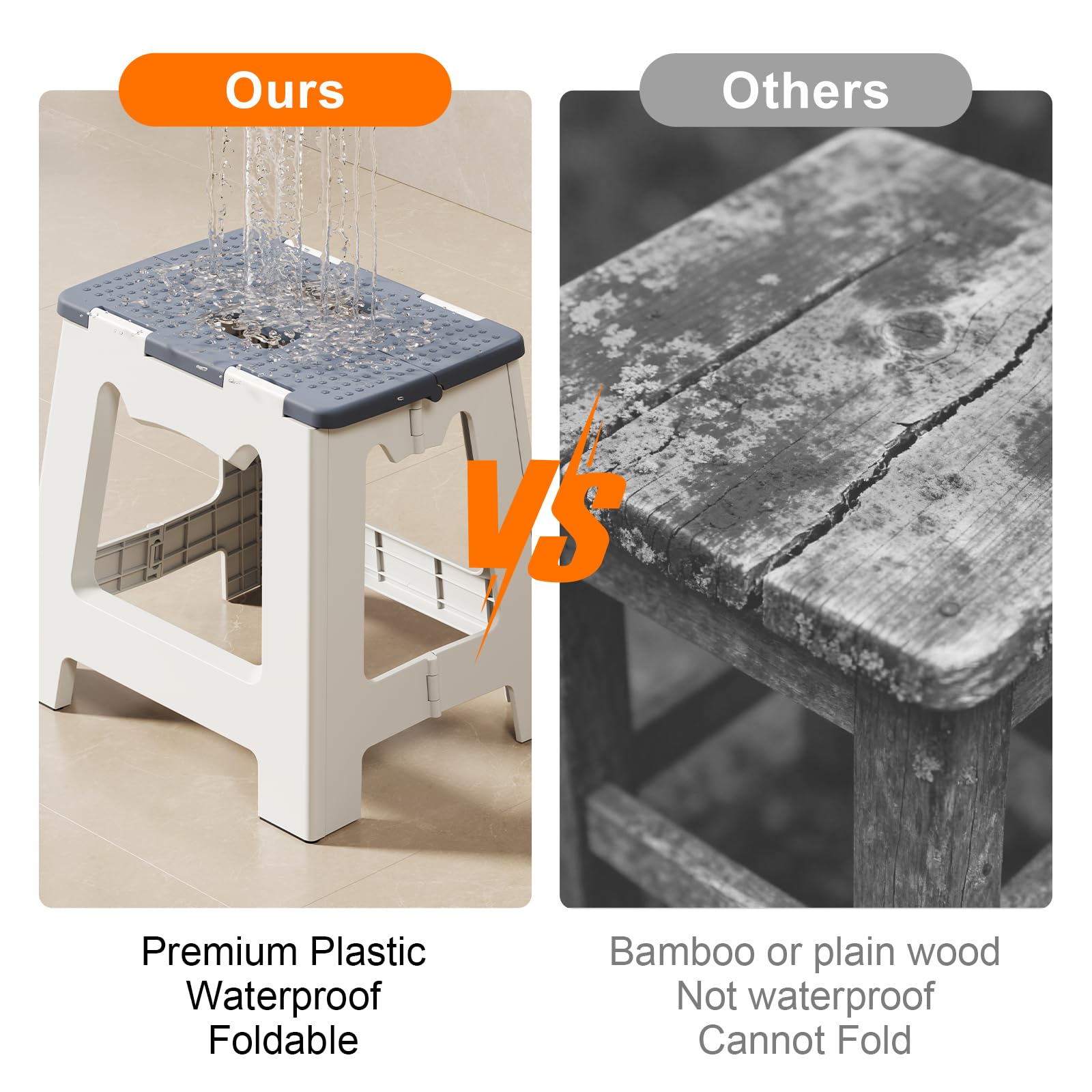 Kzeirm foldable shower stool travel-portable is easy to carry for home or on the go.