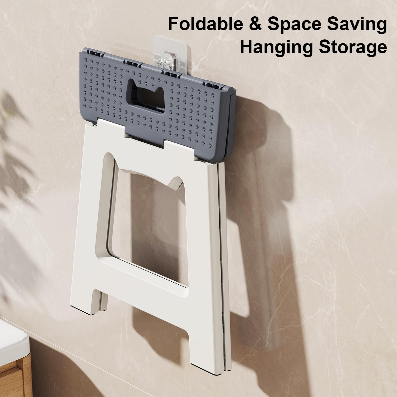 Kzeirm foldable shower stool use-for-leg-shaving highlights ergonomic foot rest during grooming.