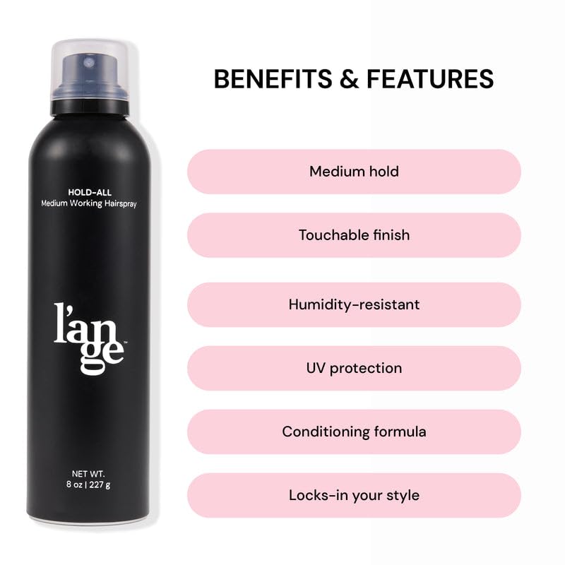 L'ANGE HAIR Hold-All humidity-protection highlights long-lasting style in damp weather.