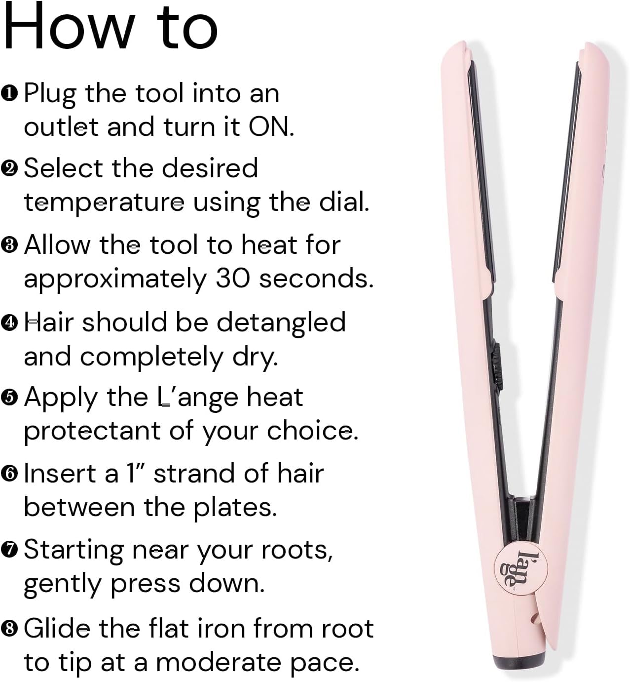 L'ANGE HAIR Le Ceramique 1-Pass Flat Iron with ergonomic grip for steady styling.