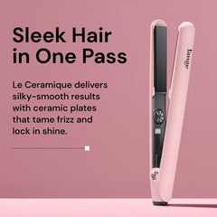 L'ANGE HAIR Le Ceramique 1-Pass Flat Iron heat setting dial for customizable styling.