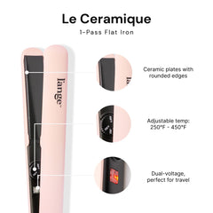 L'ANGE HAIR Le Ceramique 1-Pass Flat Iron ceramic plates closeup for smooth, frizz-free results.