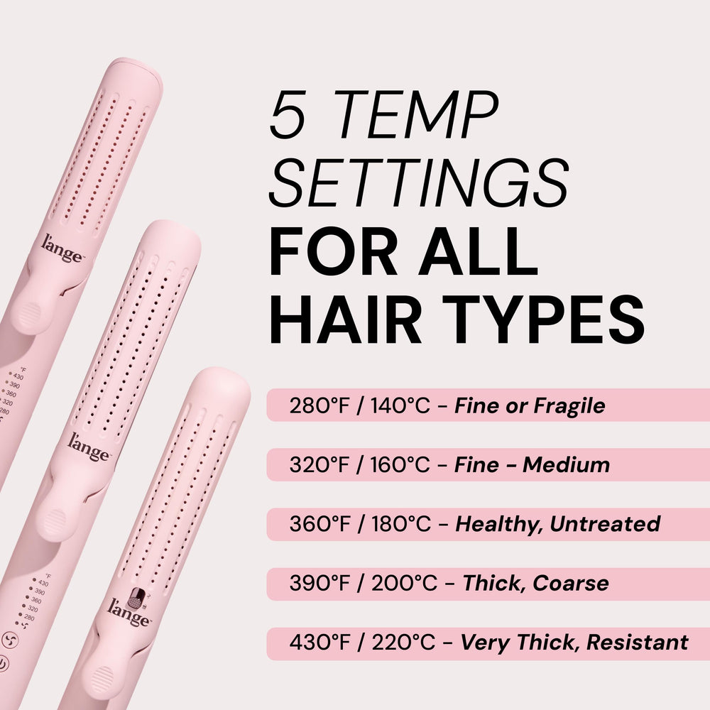 L'ANGE HAIR Le Duo Grande 360° Styler showcases floating titanium plates for crease-free styling.
