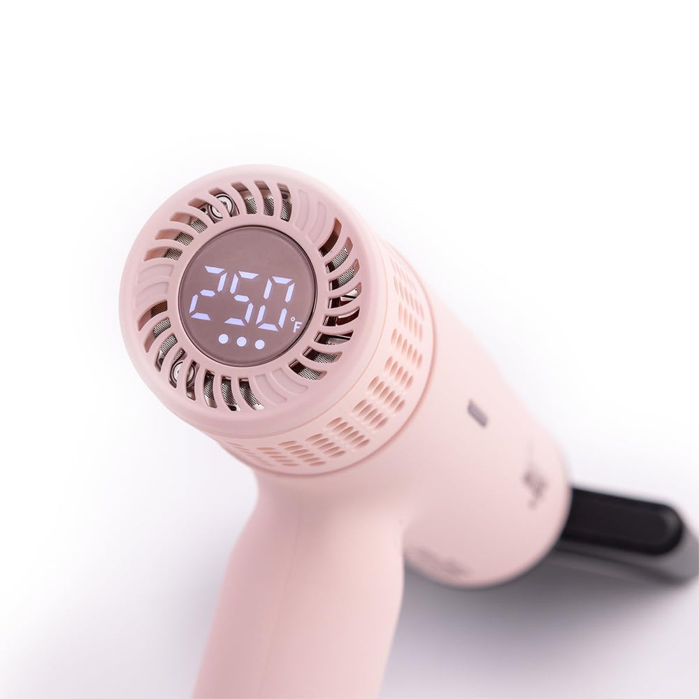 L'ANGE HAIR Le Styliste Luxe LCD display enhances precise heat and speed selection.
