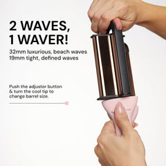 L'ANGE Hair VersaWaver rotates its barrel for versatile wave lengths.