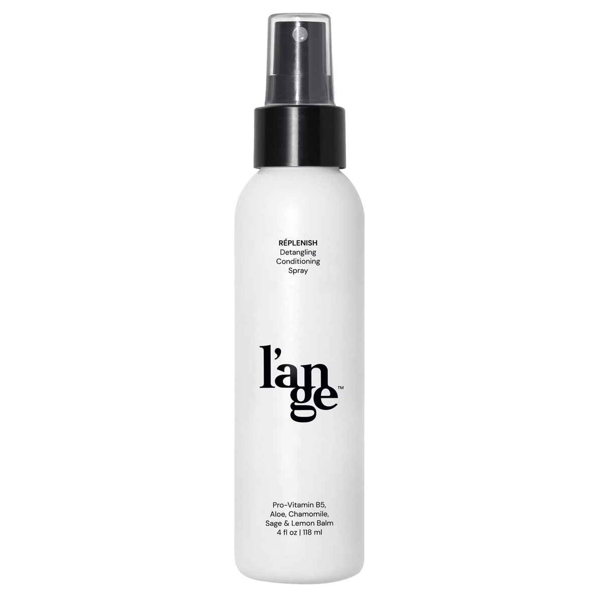 L'ANGE HAIR Replenish detangler bottle closeup highlights lightweight hydration for smooth detangling