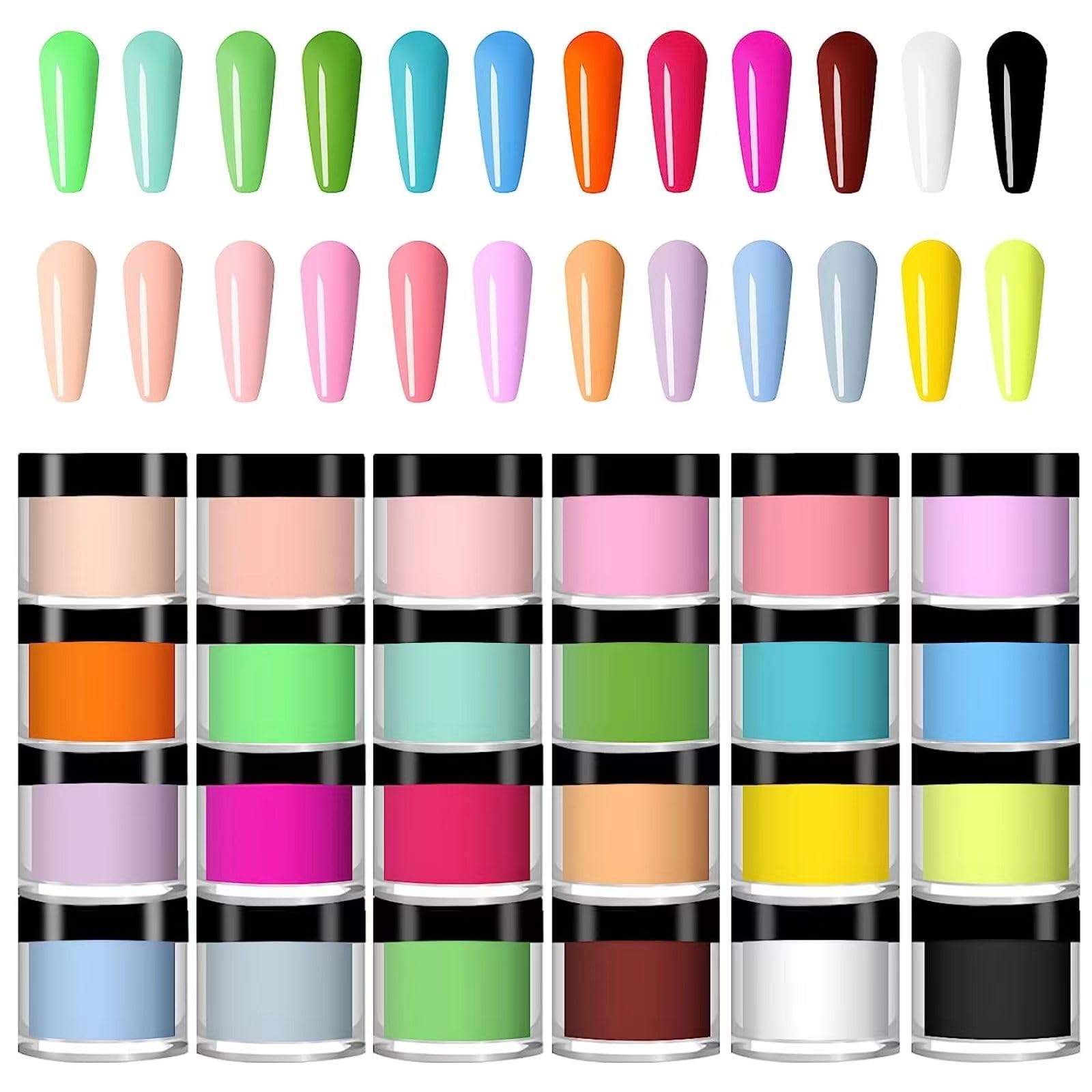 L-Bulice 24-color acrylic powder color collection for vibrant DIY nail art.
