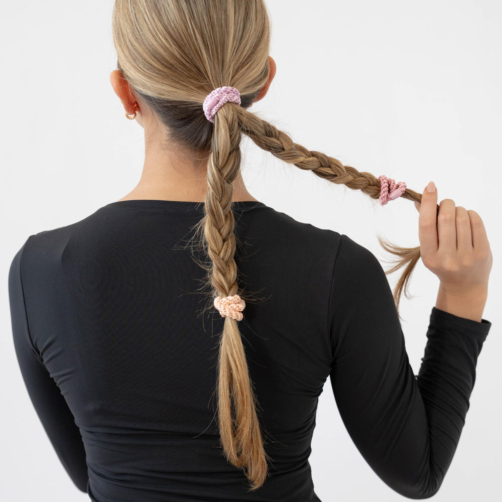L. Erickson braided-polyester band closeup shows durable elastic core for secure styles.