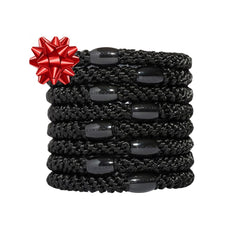 L. Erickson Grab & Go ponytail holders close-up bead highlights strong, damage-free hold.