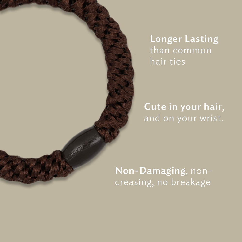 L. Erickson pony hair ties metallic shimmer pack showcases sleek, polished look.
