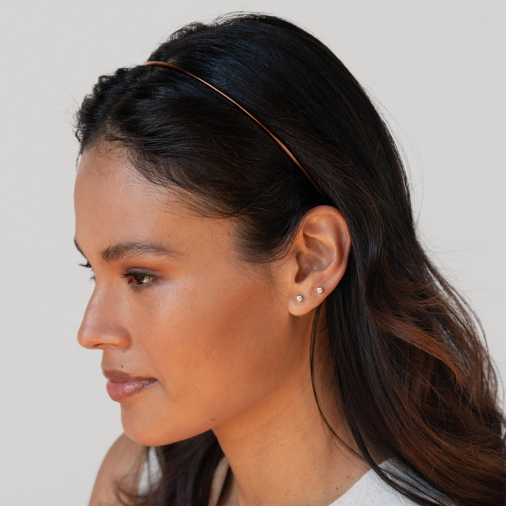 L. Erickson Twiggy Headband tortoise stitch detail highlighting lightweight comfort