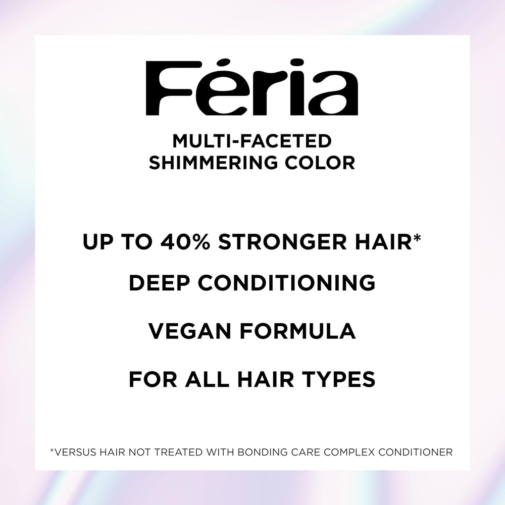 L'Oreal Paris Feria Bonding Care Conditioner bottle demonstrates hair strengthening for color vibrancy