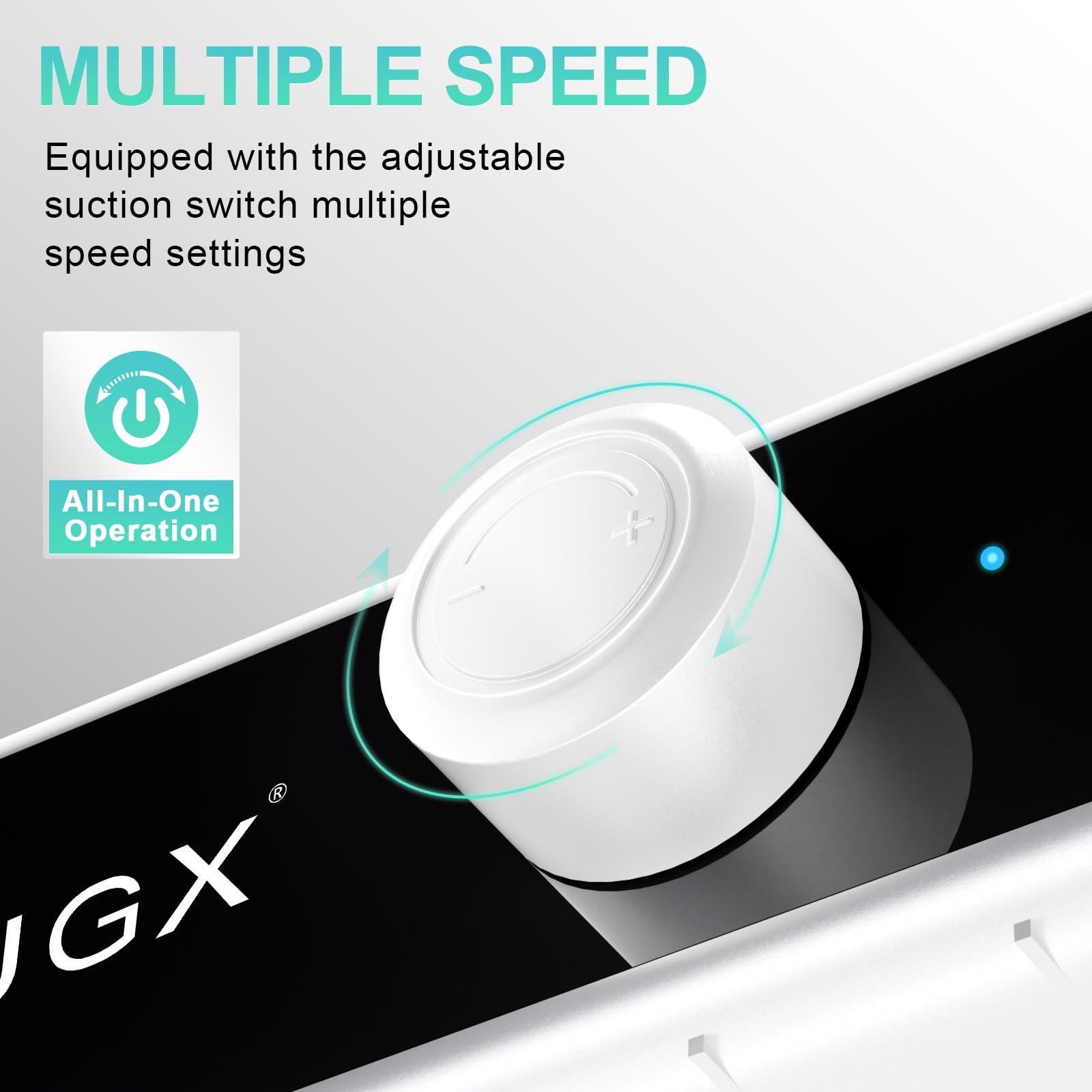 L'UGX back view highlights compact footprint and ports.