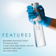 L3 Beveled Spray Bottle, 300 ml clear, offers quick refills and consistent spray performance.