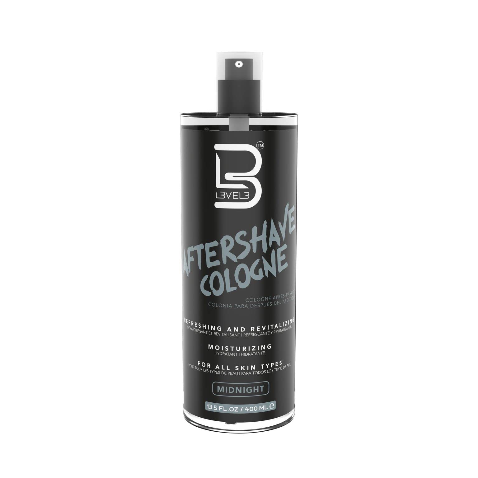 L3 Level 3 aftershave spray bottle closeup with premium packaging and refreshing post-shave feel.