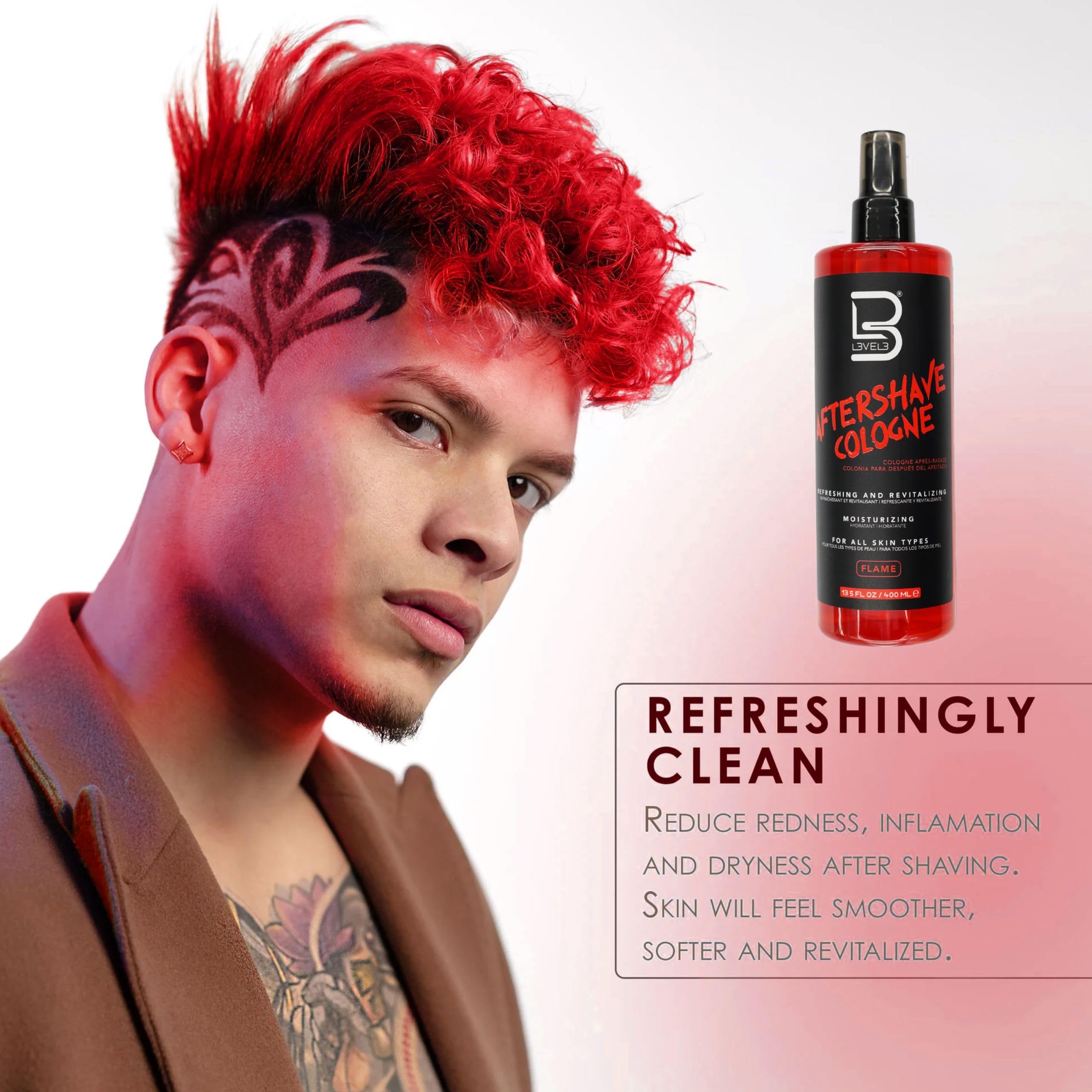 L3 Level 3 spray mist demonstrates refreshing post-shave application