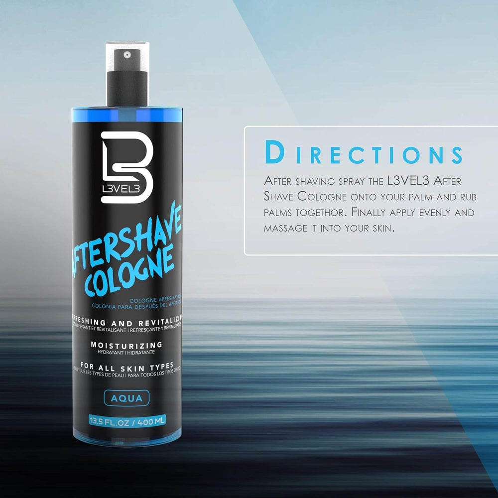L3 Level 3 aftershave spray on display emphasizes skin-softening benefits