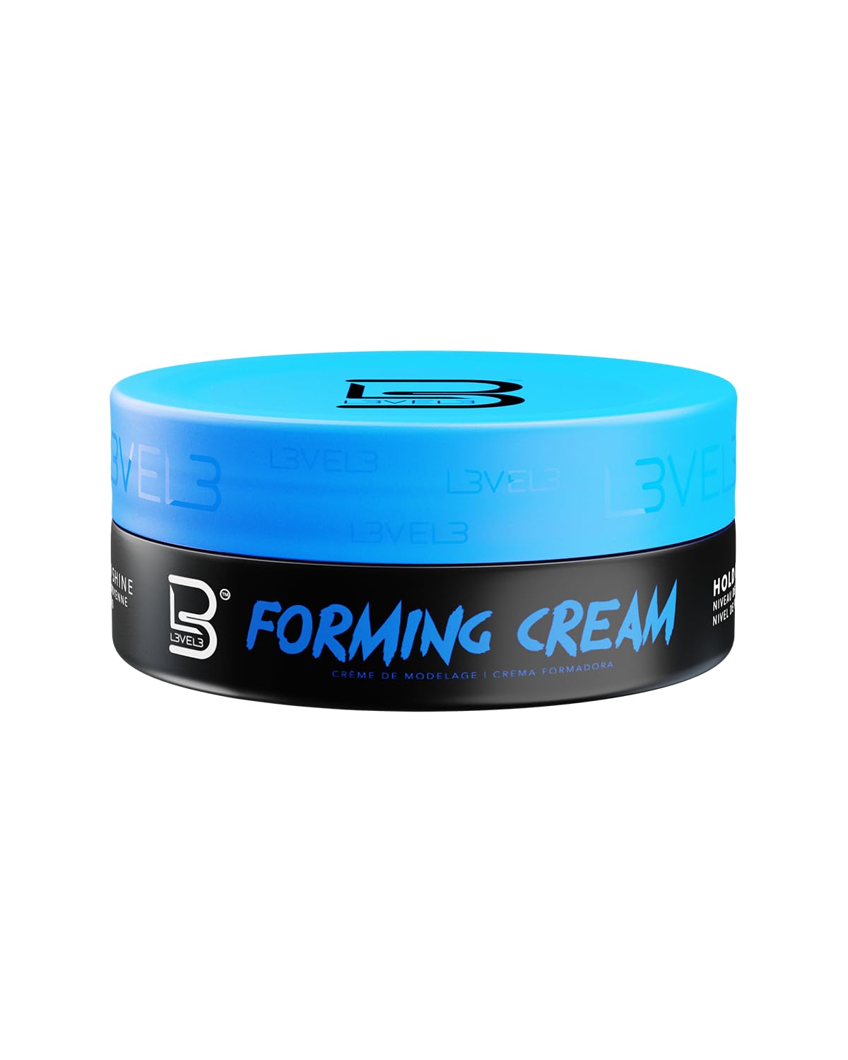 L3 Level 3 Forming Cream hair-style-ready look emphasizes medium hold.