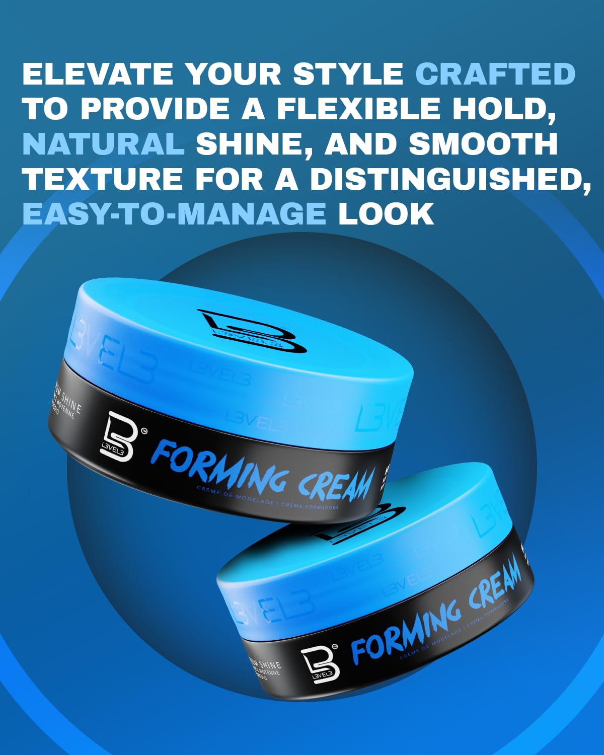 L3 Level 3 Forming Cream volume-shine shot hints at natural lift.