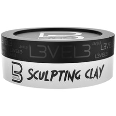 L3 Level 3 Hair Sculpting Clay bottle offers long-lasting hold for defined styles.