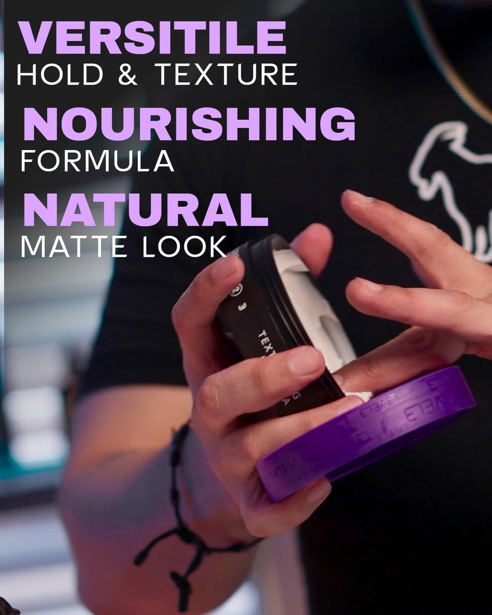 L3 Level 3 Paste hair texture closeup with matte look and added volume.