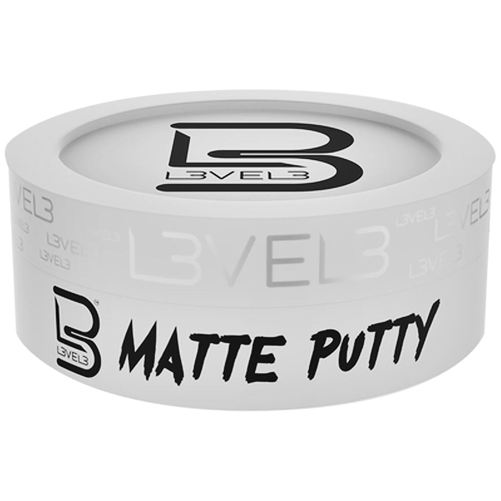 L3 Level 3 Matte Putty jar shows medium-hold texture potential for natural looks