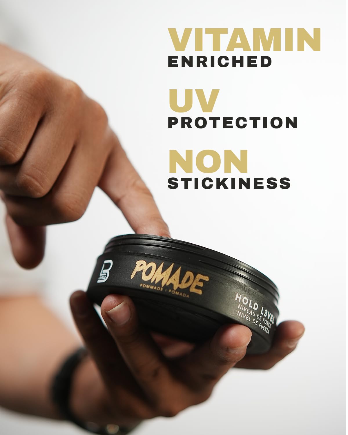 L3 Level 3 Pomade being applied for a clean, non-greasy finish