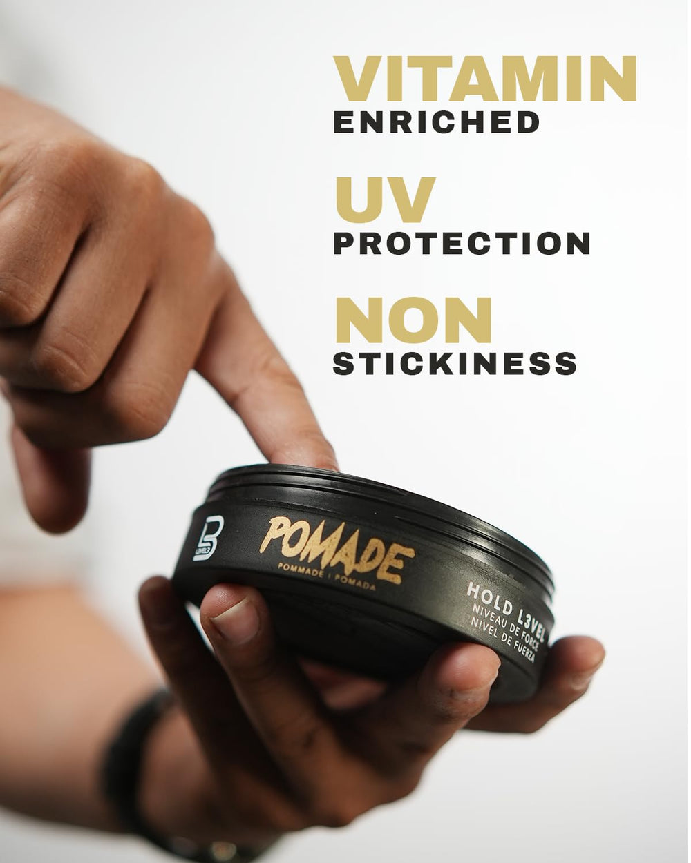 L3 Level 3 Pomade being applied for a clean, non-greasy finish