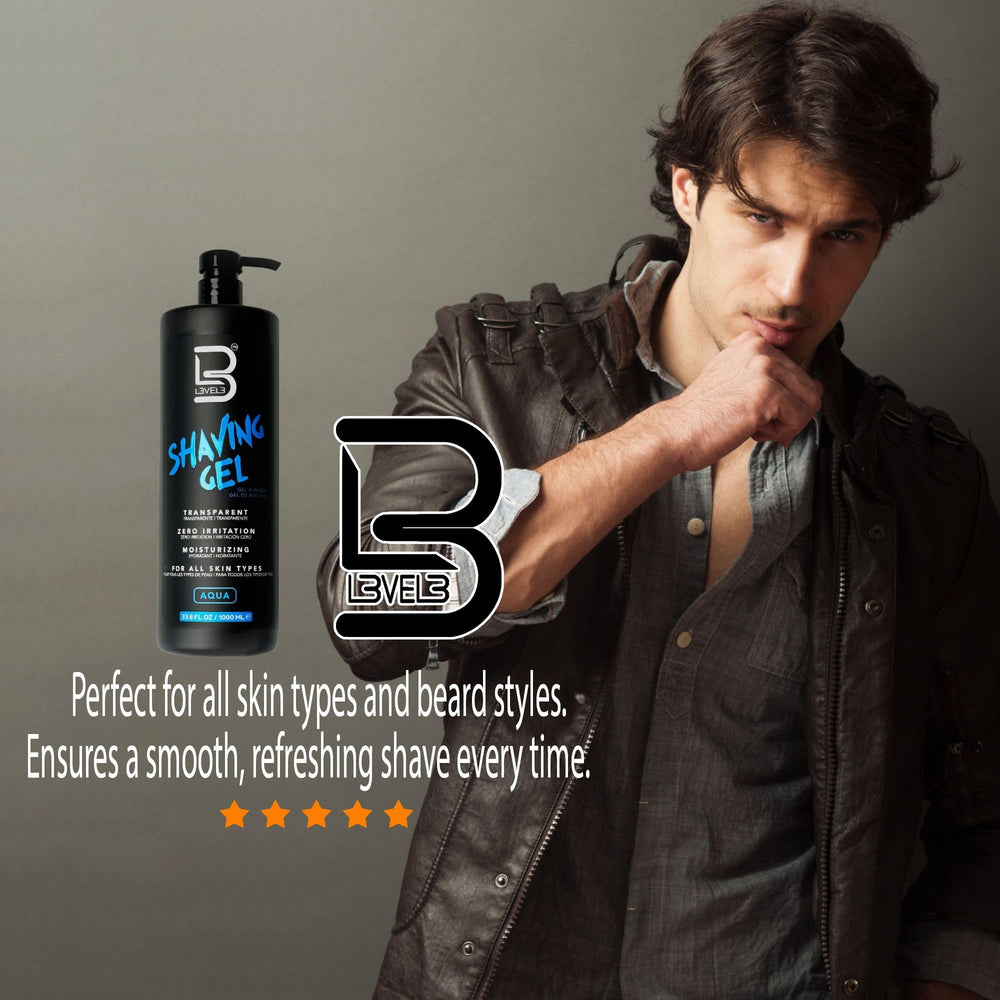 L3 Level 3 gel, no hot towel needed, quick prep for shaving.