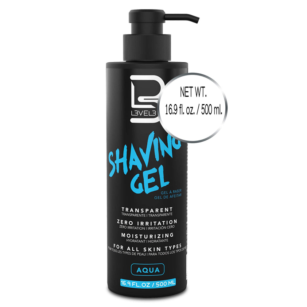 L3 Shaving Gel Aqua packaging on shelf emphasizes cost-effective grooming.