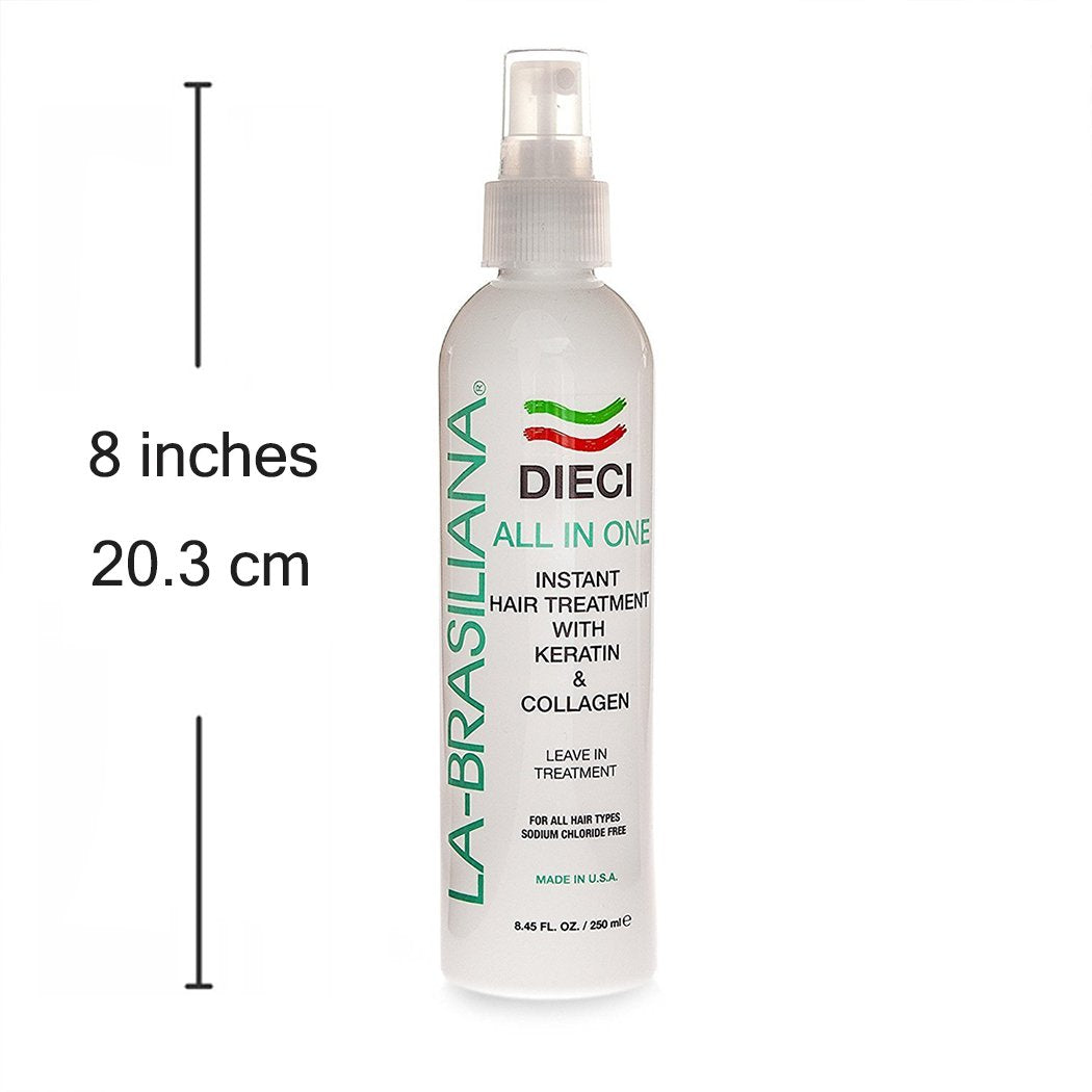 La-Brasiliana Dieci hair treatment application demonstrates smoothing and frizz control in real life.