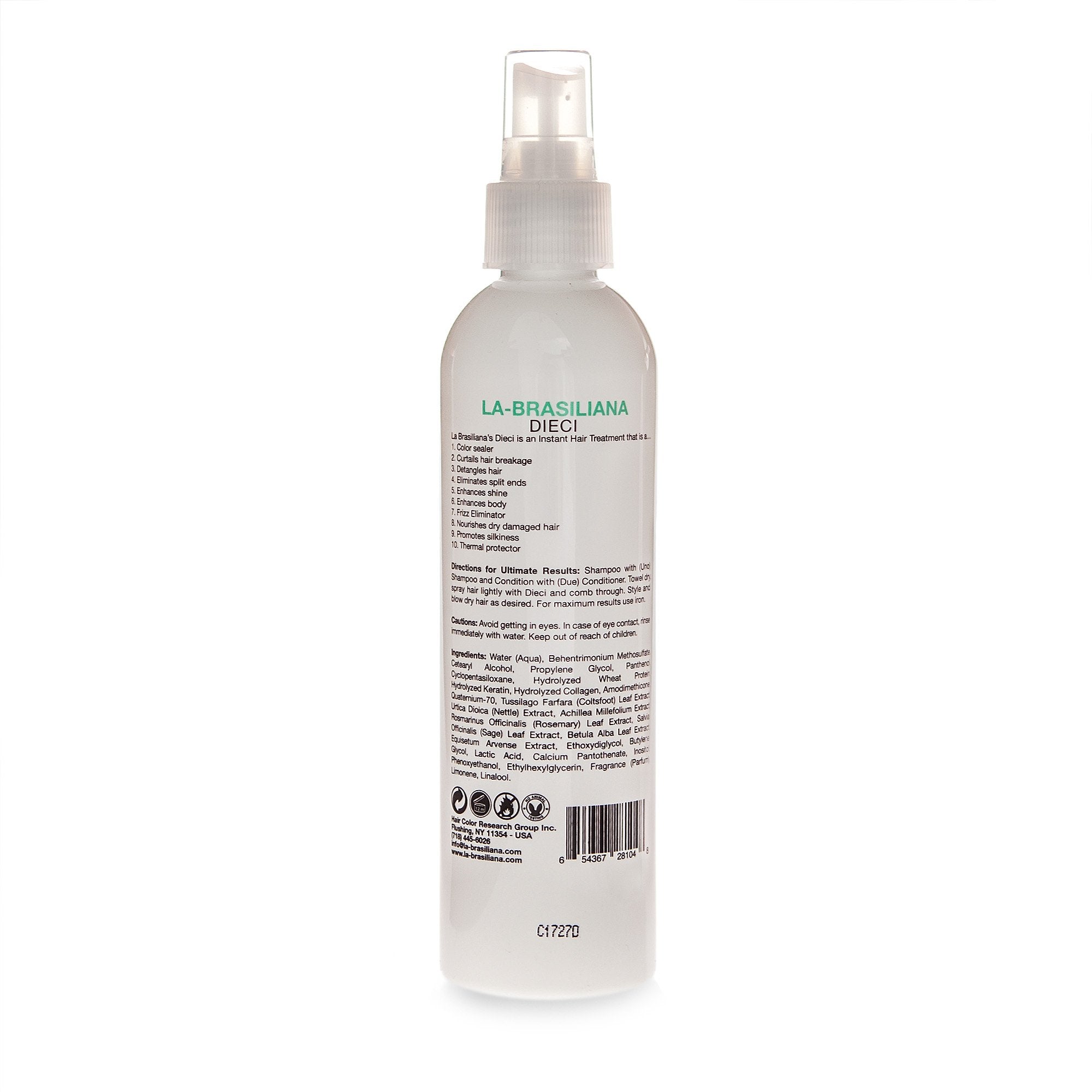 La-Brasiliana Dieci keratin-collagen formula image shows enriched treatment for stronger hair.