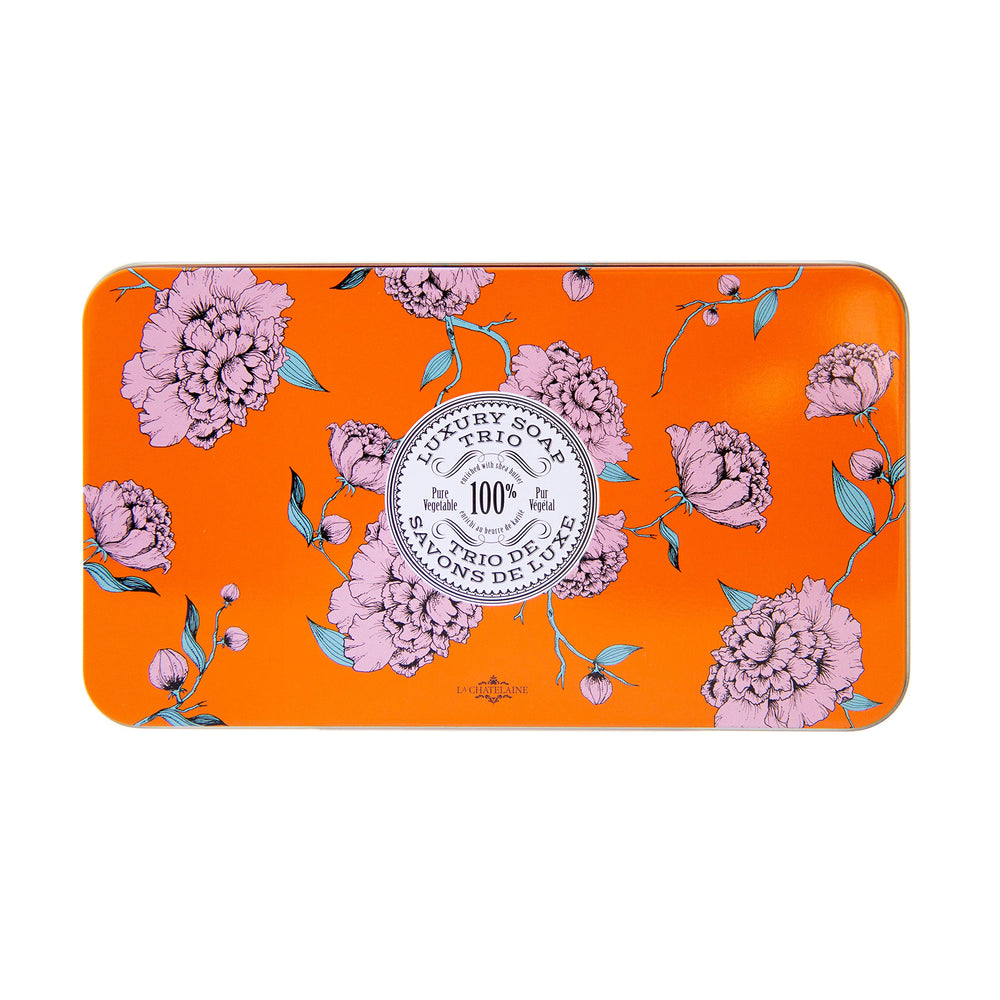 La Chatelaine Gardenia Orange Rose Acacia soaps give fragrant botanical notes for daily rituals.