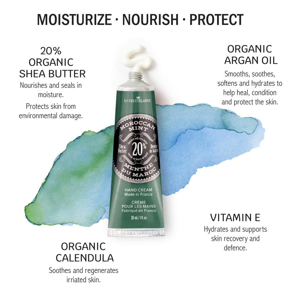 Ultra-rich texture of La Chatelaine Hand Cream offering immediate hydration.