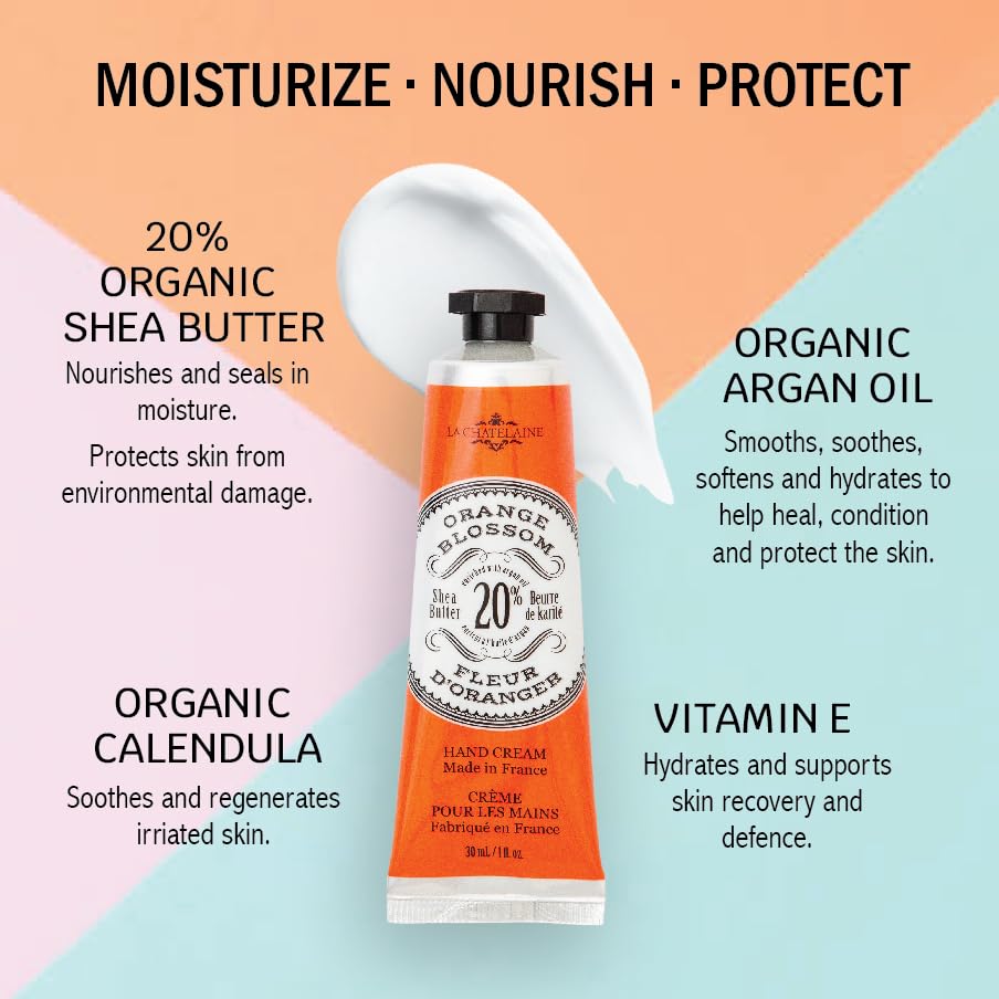 La Chatelaine 20% organic shea butter ingredient close-up.