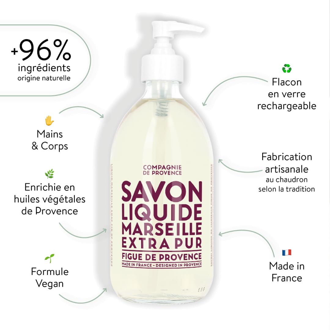 La Compagnie de Provence bottle pump dispense for easy hand washing.