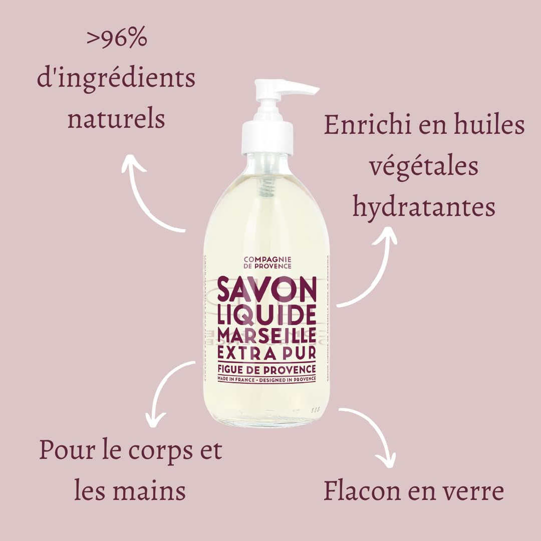 La Compagnie de Provence ingredients highlight sweet almond, olive, and grape seed oils.