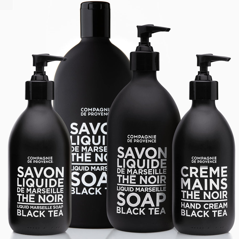 La Compagnie de Provence refillable bottle in a modern bathroom for sustainable luxury.