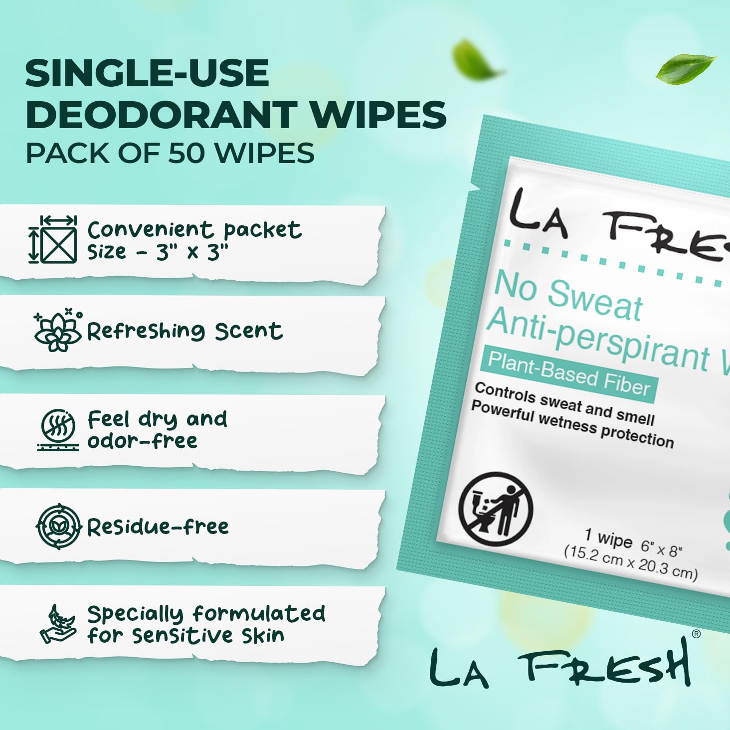 La Fresh Travel Lite wipes close-up highlights invisible formula with no white residue.