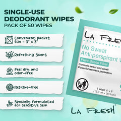 La Fresh Travel Lite wipes close-up highlights invisible formula with no white residue.