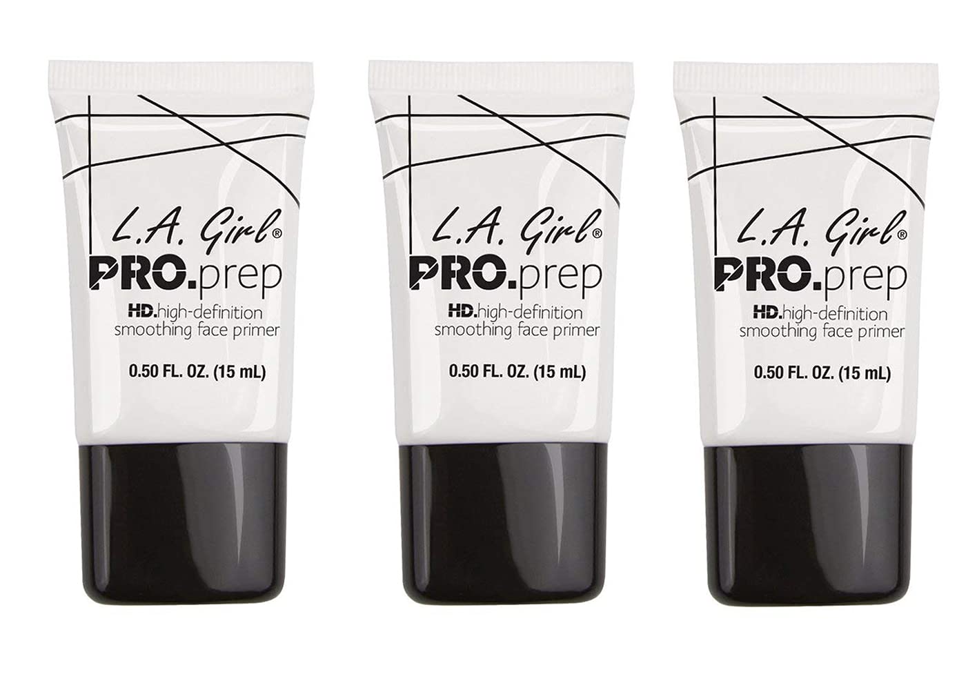 L.A. Girl High Definition Smoothing Primer front view pack 3 smooths pores before makeup.