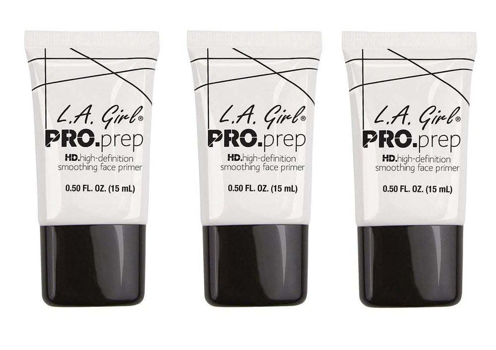 L.A. Girl High Definition Smoothing Primer front view pack 3 smooths pores before makeup.